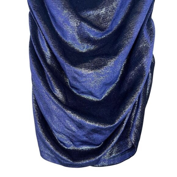 NEW Susana Monaco Shimmer Velvet High Waisted Skirt Midnight Blue Small - Picture 7 of 12